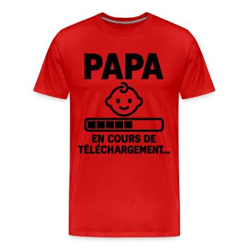 Bientôt Papa Cadeau annonce grossesse - T-shirt bio Premium Homme - rouge - Devant - Damien (186cm)