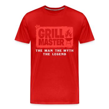 The Grillmaster BBQ Grilling Cult Saying - Men's Premium Organic T-Shirt - red - Front - Damien (186cm)