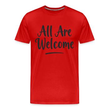 Tous sont les bienvenus - T-shirt bio Premium Homme - rouge - Devant - Damien (186cm)