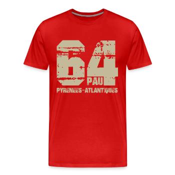France Aquitaine Pyrénées Atlantiques 64 Pau - T-shirt bio Premium Homme - rouge - Devant - Damien (186cm)