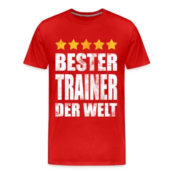 Bester Trainer Der Welt Vintage - Männer Premium Bio T-Shirt - Rot - Vorne - Damien (186cm)
