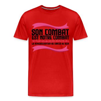 Sein Kampf ist unser Kampf - Krebs - Männer Premium Bio T-Shirt - Rot - Vorne - Damien (186cm)