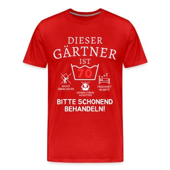 Dieser Gärtner ist 70. Schonend behandeln - Männer Premium Bio T-Shirt - Rot - Vorne - Damien (186cm)