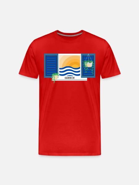 Greece Summer Motif - Men's Premium Organic T-Shirt - red