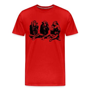 3_weise_affen - Männer Premium Bio T-Shirt - Rot - Vorne - Damien (186cm)