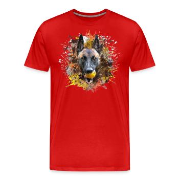 Malinois mit dem Ball - Männer Premium Bio T-Shirt - Rot - Vorne - Damien (186cm)