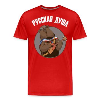 Russischer Bär mit Balalaika Russische Flagge - Männer Premium Bio T-Shirt - Rot - Vorne - Damien (186cm)