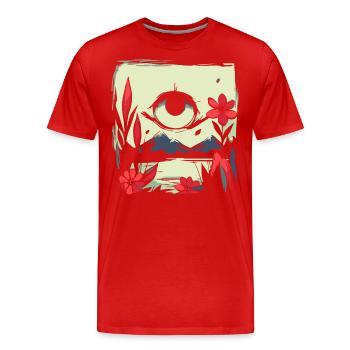 Soleil rouge japonais : l’œil pour la nature - T-shirt bio Premium Homme - rouge - Devant - Damien (186cm)