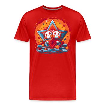 Zwei liebevolle Bären - Männer Premium Bio T-Shirt - Rot - Vorne - Damien (186cm)