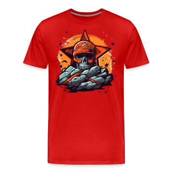 Felsen und ein Stern-Totenkopf - Männer Premium Bio T-Shirt - Rot - Vorne - Damien (186cm)
