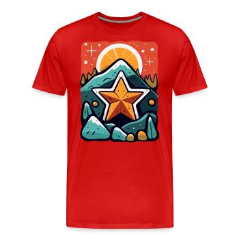 Die Sonne, Berge, Felsen und Sterne - Männer Premium Bio T-Shirt - Rot - Vorne - Damien (186cm)