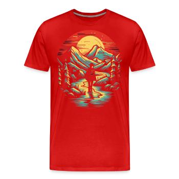 Le vagabond solitaire - T-shirt bio Premium Homme - rouge - Devant - Damien (186cm)