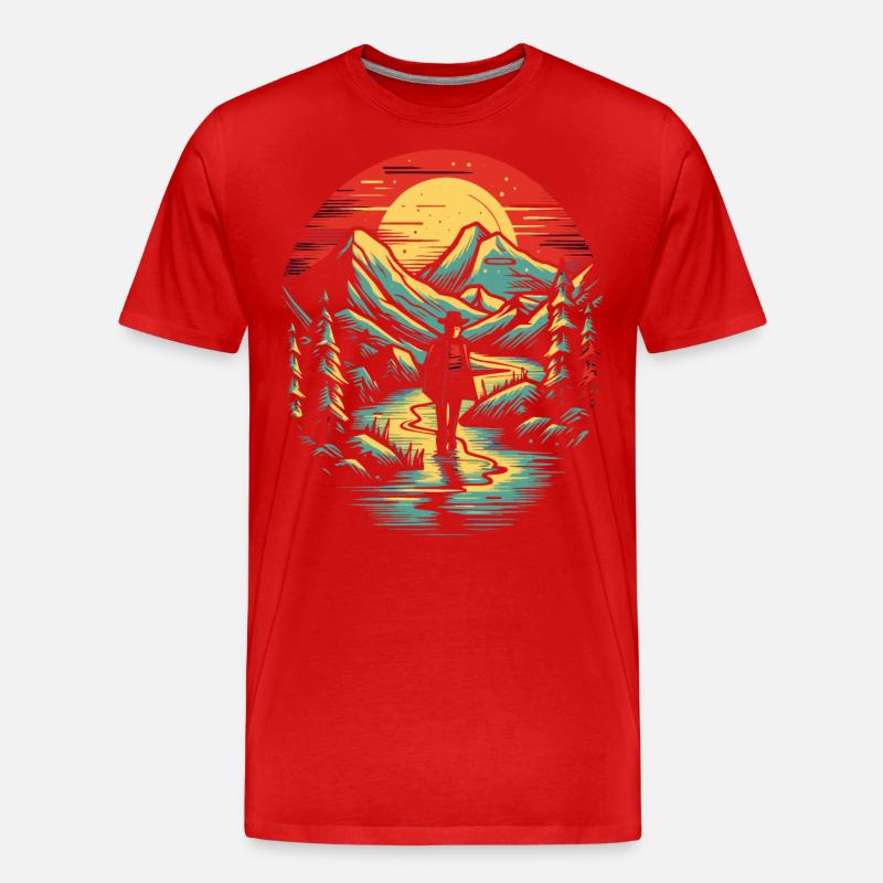 Der einsame Wanderer - Männer Premium Bio T-Shirt - Rot