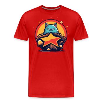Brave and bold cat - Men's Premium Organic T-Shirt - red - Front - Damien (186cm)