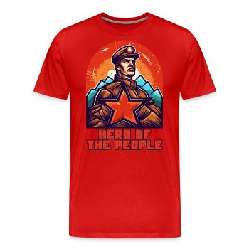 Der Held des Volkes - Männer Premium Bio T-Shirt - Rot - Vorne - Damien (186cm)