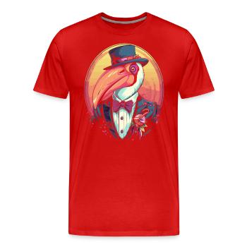 Costume-cravate avec un toucan de gentleman - T-shirt bio Premium Homme - rouge - Devant - Damien (186cm)