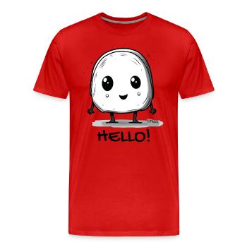 Mignon petit tofu d’anime : bonjour - T-shirt bio Premium Homme - rouge - Devant - Damien (186cm)