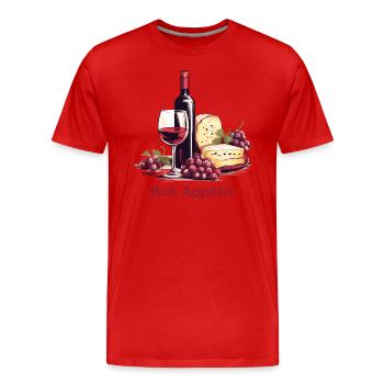 Vin, raisins, fromages : France, Bon appétit ! - T-shirt bio Premium Homme - rouge - Devant - Damien (186cm)