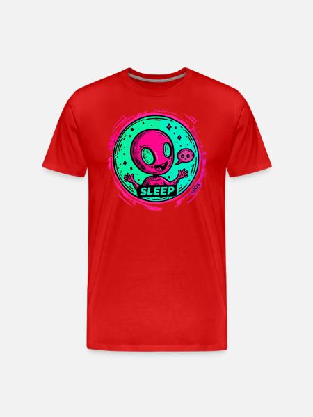 Little happy alien, sleeping - Men's Premium Organic T-Shirt - red