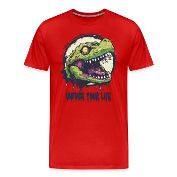 Alligator Advice: F*ck Your Life - Men's Premium Organic T-Shirt - red - Front - Damien (186cm)