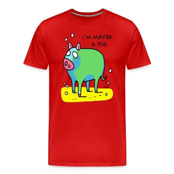 Animal de ferme, peut-être un cochon - T-shirt bio Premium Homme - rouge - Devant - Damien (186cm)