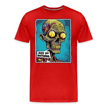 squelette de crâne de zombie : ne rien faire - T-shirt bio Premium Homme - rouge - Devant - Damien (186cm)