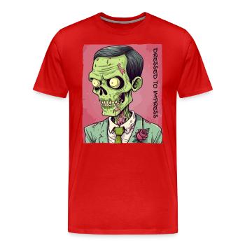 Gekleidet, um zu beeindrucken: Zombie-Gentleman - Männer Premium Bio T-Shirt - Rot - Vorne - Damien (186cm)