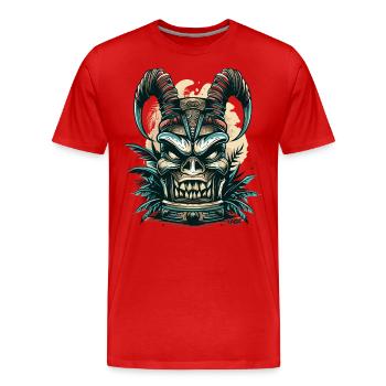 Tiki du diable d’Hawaï - T-shirt bio Premium Homme - rouge - Devant - Damien (186cm)