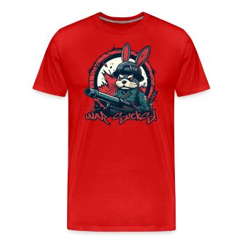 Soldier Bunny: War is crap - Men's Premium Organic T-Shirt - red - Front - Damien (186cm)