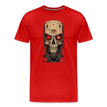 Horror Cyborg Skull - Men's Premium Organic T-Shirt - red - Front - Damien (186cm)