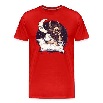 Sleepy archangel with horns and the moon - Men's Premium Organic T-Shirt - red - Front - Damien (186cm)