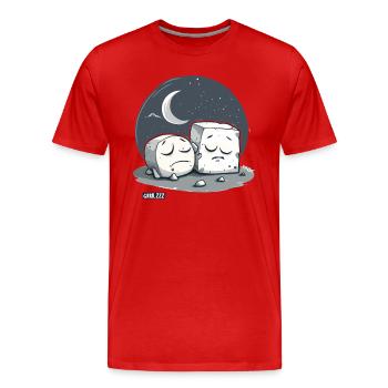Tofu endormi mignon et la lune - T-shirt bio Premium Homme - rouge - Devant - Damien (186cm)