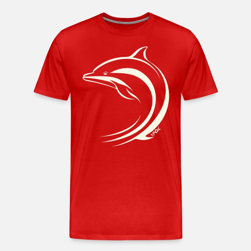Minimal Delfin - Männer Premium Bio T-Shirt - Rot