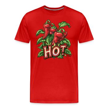 Plante de piment fort - T-shirt bio Premium Homme - rouge - Devant - Damien (186cm)