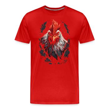 Durch Wände brechen: starker Hahn - Männer Premium Bio T-Shirt - Rot - Vorne - Damien (186cm)