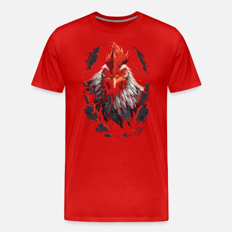 Durch Wände brechen: starker Hahn - Männer Premium Bio T-Shirt - Rot