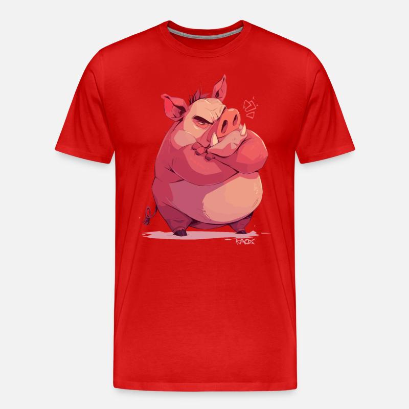 Verärgertes und beleidigtes Schwein - Männer Premium Bio T-Shirt - Rot