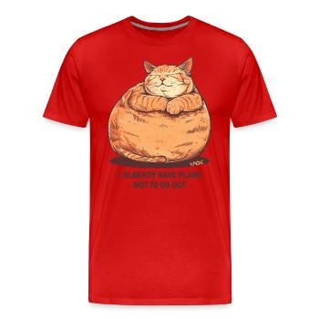 Ein sehr pummeliger, fetter Kater mit einem Plan - Männer Premium Bio T-Shirt - Rot - Vorne - Damien (186cm)