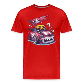 Dessin animé robuste JDM Pirate Street Racer - T-shirt bio Premium Homme - rouge - Devant - Damien (186cm)