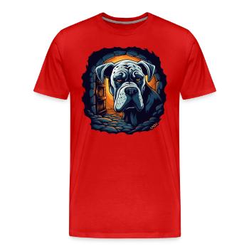 Grand chien dans la maison - T-shirt bio Premium Homme - rouge - Devant - Damien (186cm)