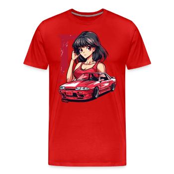 D wie Initial: Retro-Anime-Vintage-Japanisches JDM - Männer Premium Bio T-Shirt - Rot - Vorne - Damien (186cm)