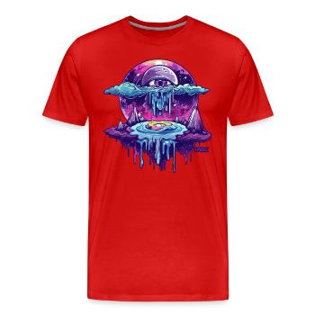 Das Auge im Himmel und ein schmelzendes Portal - Männer Premium Bio T-Shirt - Rot - Vorne - Damien (186cm)