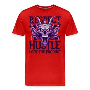 Respektiere den Einsatz: Das Produkt, Drache - Männer Premium Bio T-Shirt - Rot - Vorne - Damien (186cm)