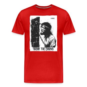 Suffering man, break the chains - Men's Premium Organic T-Shirt - red - Front - Damien (186cm)