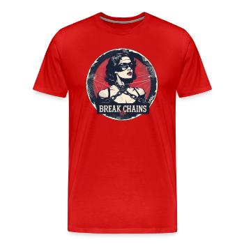 Dame: Breche die Ketten - Männer Premium Bio T-Shirt - Rot - Vorne - Damien (186cm)