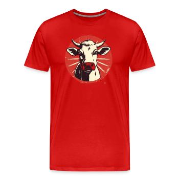 Propagande Camarade Vache Rétro - T-shirt bio Premium Homme - rouge - Devant - Damien (186cm)