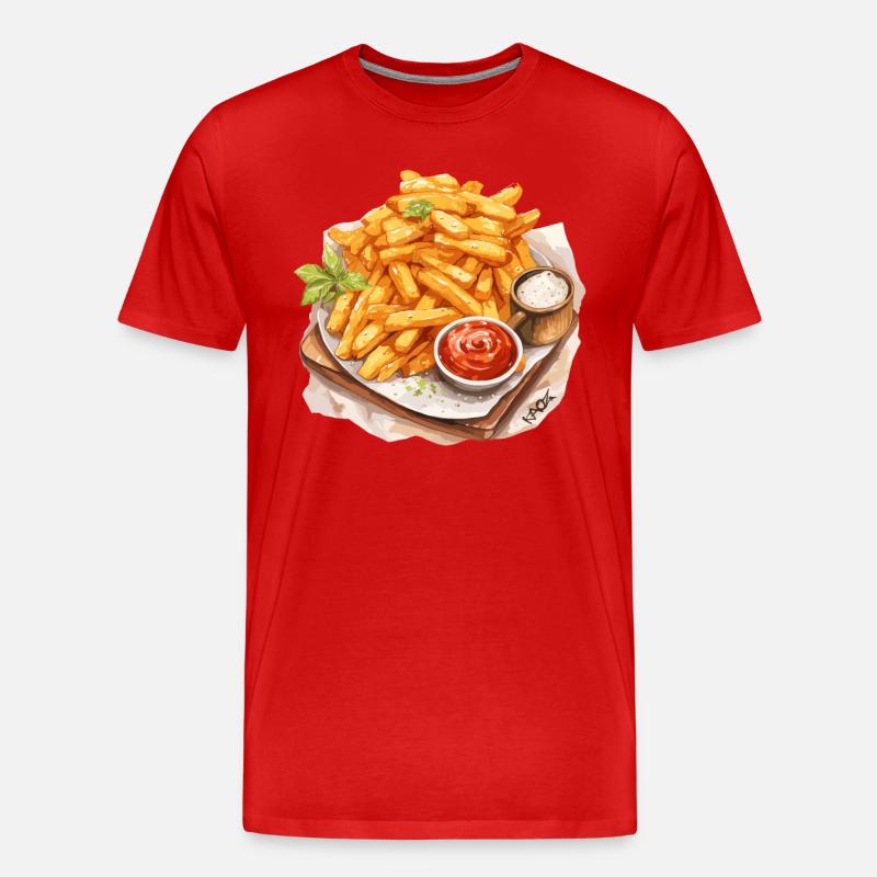 Leckere Pommes - Männer Premium Bio T-Shirt - Rot