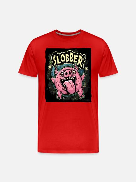 Drooling, hungry, happy pig - Men's Premium Organic T-Shirt - red