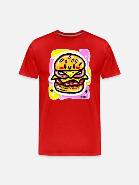 Happy Kawaii Burger - Men's Premium Organic T-Shirt - red