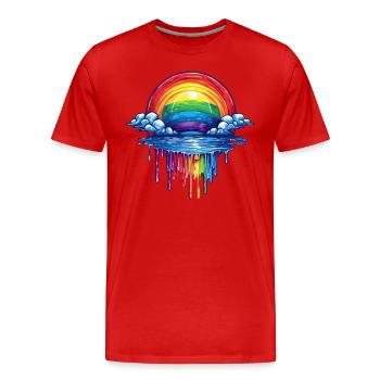 Cloud & Rainbow Portal - Men's Premium Organic T-Shirt - red - Front - Damien (186cm)